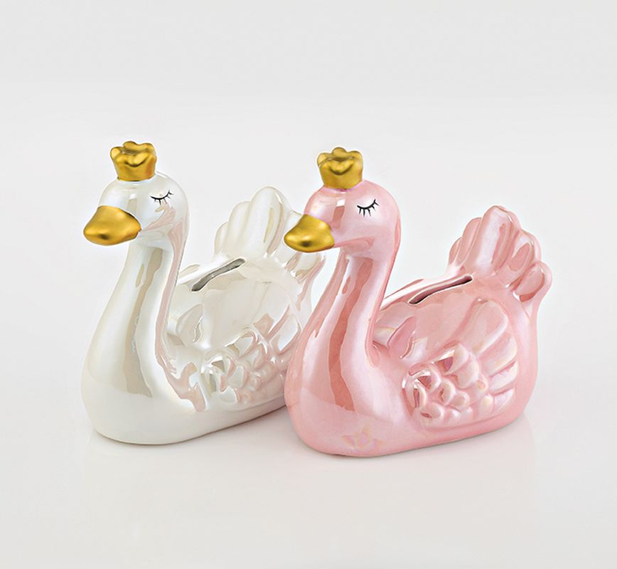 201-4348 ΜΠΟΜΠΟΝΙΕΡΑ ΠΟΡΣΕΛΑΝΙΝΟΣ ΚΟΥΜΠΑΡΑΣ ΚΥΚΝΟΣ ΜΕ ΧΡΥΣΗ ΚΟΡΩΝΑ 2 ΧΡΩΜΑΤΩΝ 11X7X12CM - Image 1