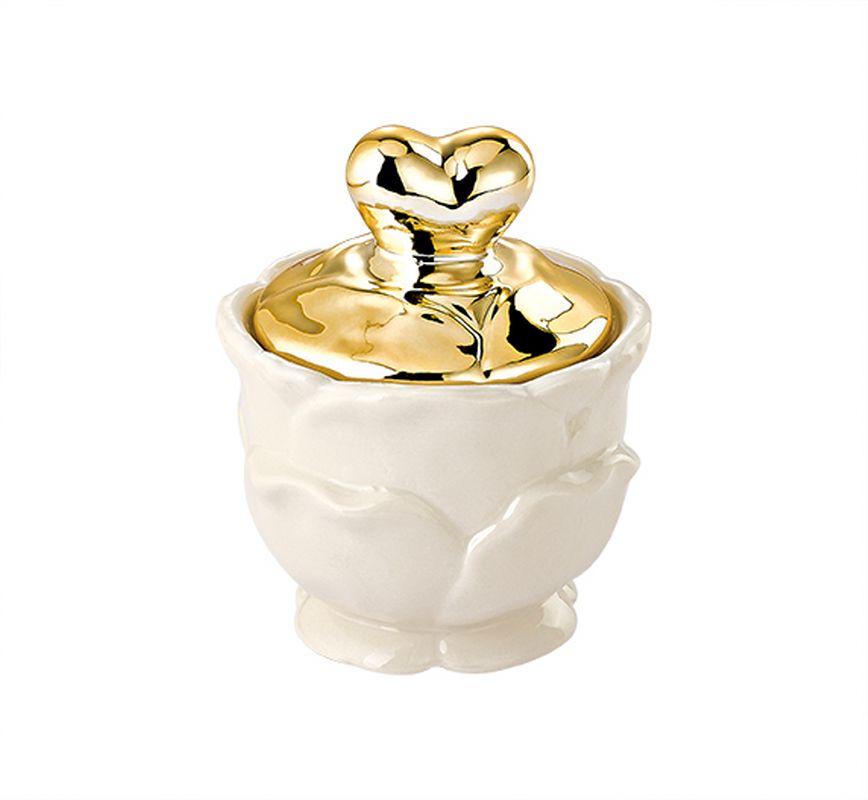 201-4365 ΜΠΟΜΠΟΝΙΕΡΑ ΜΠΙΖΟΥΤΙΕΡΑ ΠΟΡΣΕΛΑΝΙΝΗ ΜΕ ΧΡΥΣΟ ΚΑΠΑΚΙ ΚΑΡΔΟΥΛΑ Φ9X11CM - Image 1