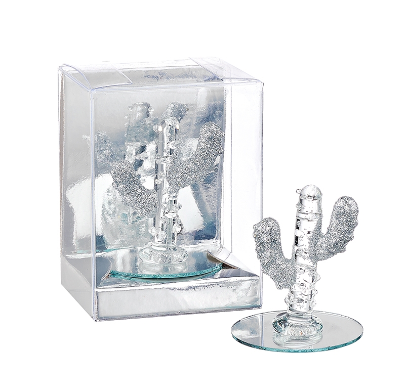 202-9032 ΓΥΑΛΙΝΗ ΜΠΟΜΠΟΝΙΕΡΑ ΚΑΚΤΑΚΙ ΑΣΗΜΙ ΣΕ PVC ΚΟΥΤΑΚΙ 6x5x8cm - Image 1