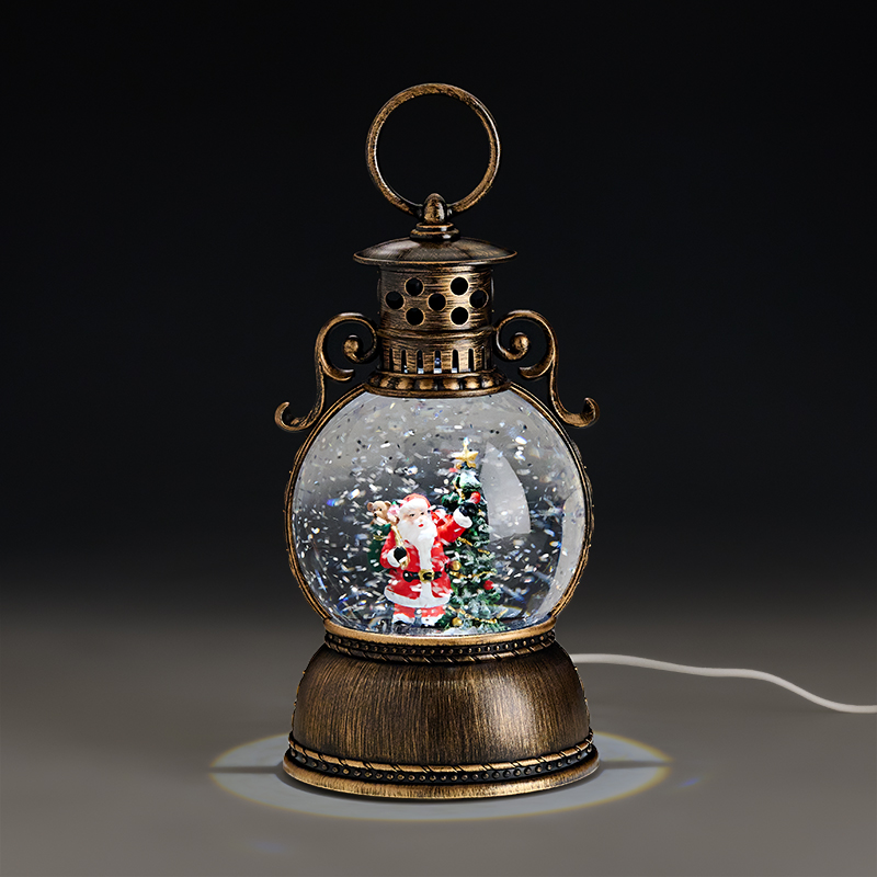 803-72320 ΜΕΤΑΛΛΙΚΟ ΔΙΑΚΟΣΜΗΤΙΚΟ ΦΑΝΑΡΙ-ΧΙΟΝΟΜΠΑΛΑ ΜΕ USB ΑΓΙΟΣ ΒΑΣΙΛΗΣ 9.5x11x23cm - Image 1