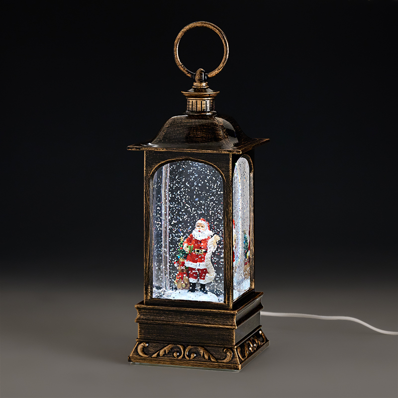 803-72321 ΜΕΤΑΛΛΙΚΟ ΔΙΑΚΟΣΜΗΤΙΚΟ ΦΑΝΑΡΙ-ΧΙΟΝΟΜΠΑΛΑ ΜΕ USB ΑΓΙΟΣ ΒΑΣΙΛΗΣ 9x8.5x27cm - Image 1