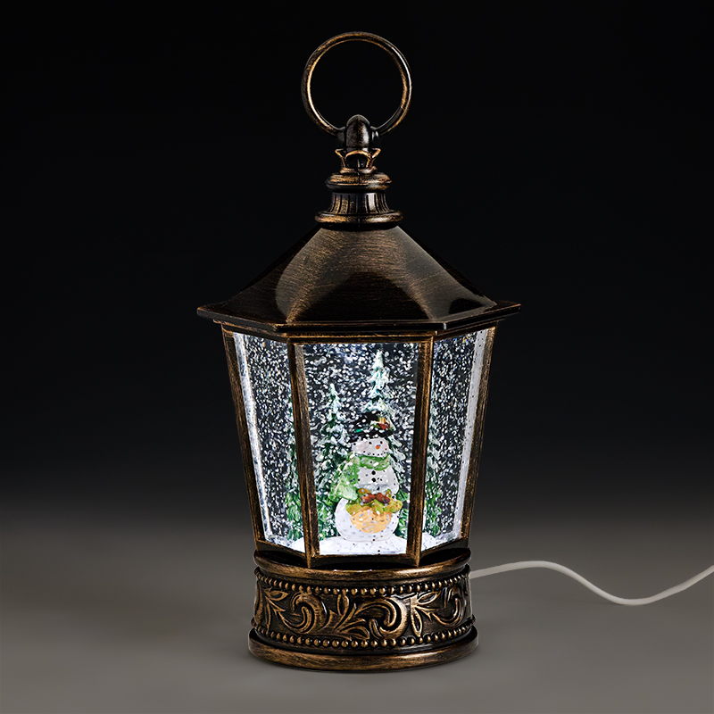 803-72324 ΜΕΤΑΛΛΙΚΟ ΔΙΑΚΟΣΜΗΤΙΚΟ ΦΑΝΑΡΙ-ΧΙΟΝΟΜΠΑΛΑ ΜΕ USB ΧΙΟΝΑΝΘΡΩΠΟΣ 14.5x12x25.5cm - Image 1