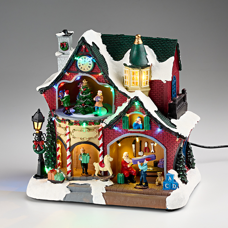 804-72298 ΧΡΙΣΤΟΥΓΕΝΝΙΑΤΙΚΟ ΧΩΡΙΟ ''ΤΟ ΣΠΙΤΙ ΤΟΥ ΑΪ ΒΑΣΙΛΗ'' ΜΕ ΦΩΣ,ΜΟΥΣΙΚΗ & ΚΙΝΗΣΗ 25x16x27cm - Image 1